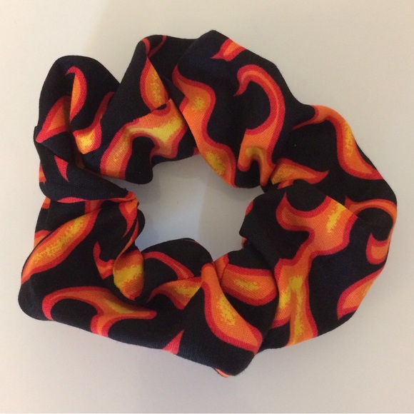 $4 Add-On New Hair Scrunchie Ponytail Elastic Hair Accessory Orange Flame Hotrod - Picture 1 of 1